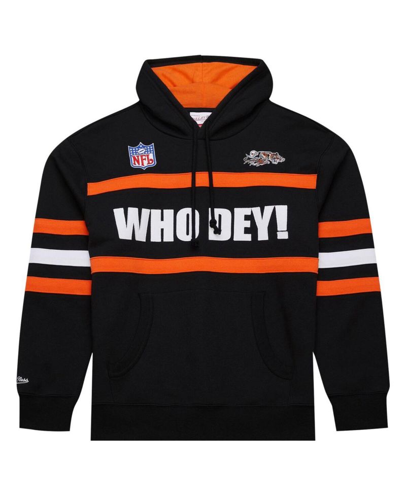 Men's Black Cincinnati Bengals Vintage Logo Head Coach Fleece Pullover Hoodie