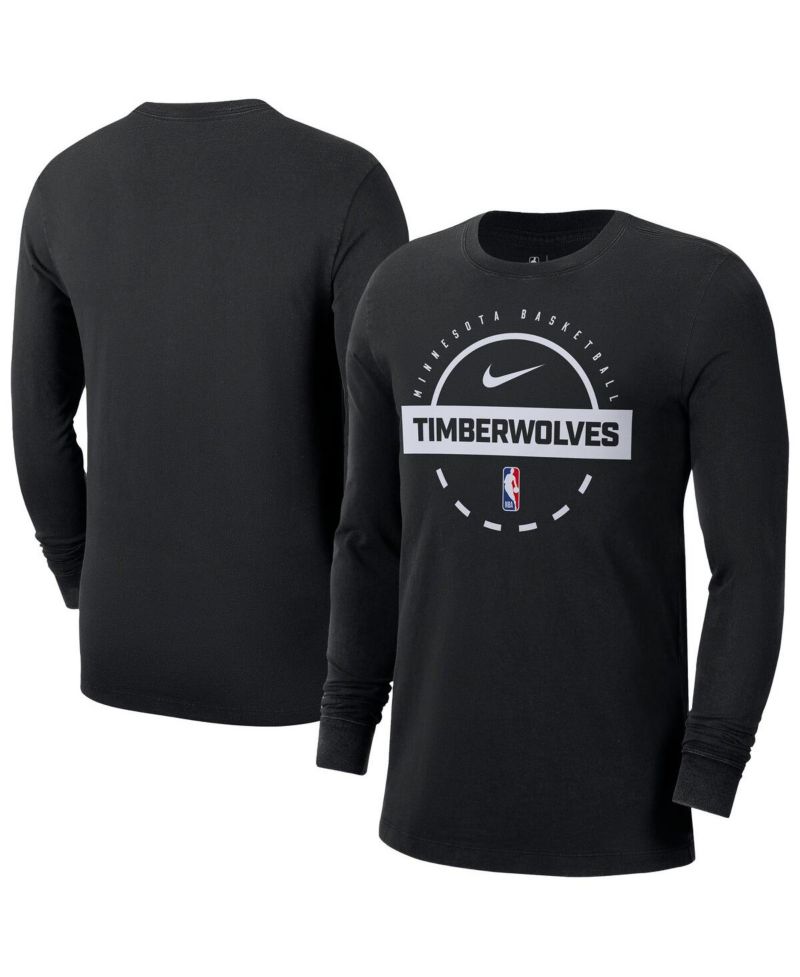 Men's Black Minnesota Timberwolves Authentic Long Sleeve Practice T-Shirt
