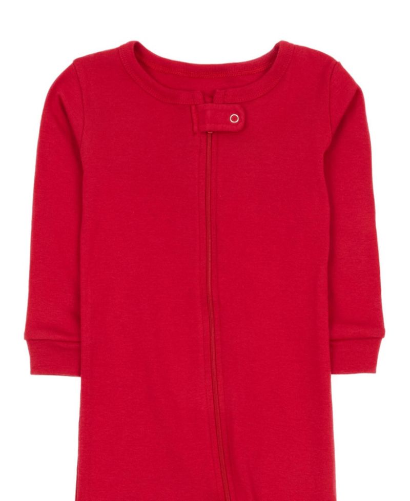 Toddler Matching Family One Piece Footed Cotton Long Sleeve Solid Color Pajamas 2T-5T