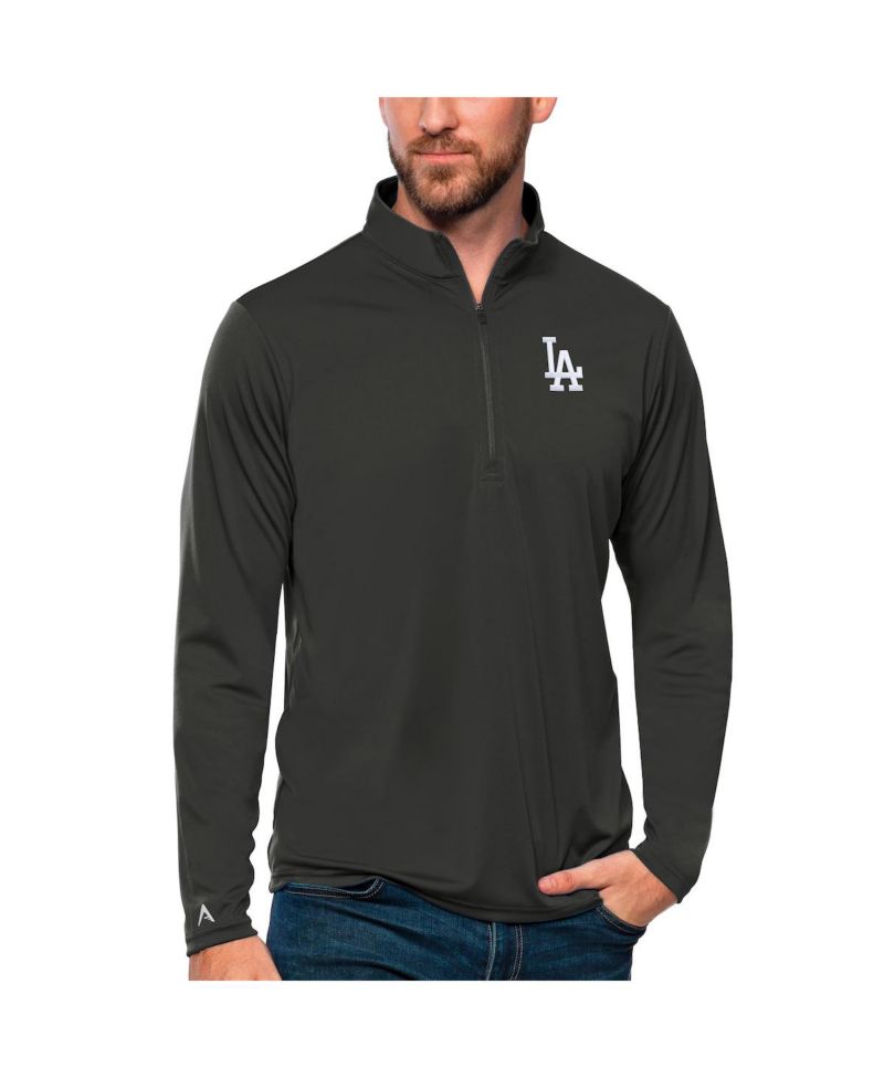 Men's Charcoal Los Angeles Dodgers Tribute Quarter-Zip Pullover Top