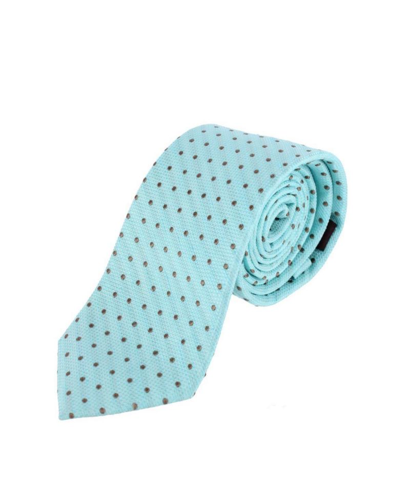 Men's Ignacio Linen Blend Polka Dot Vertical Slant Lined Business Necktie
