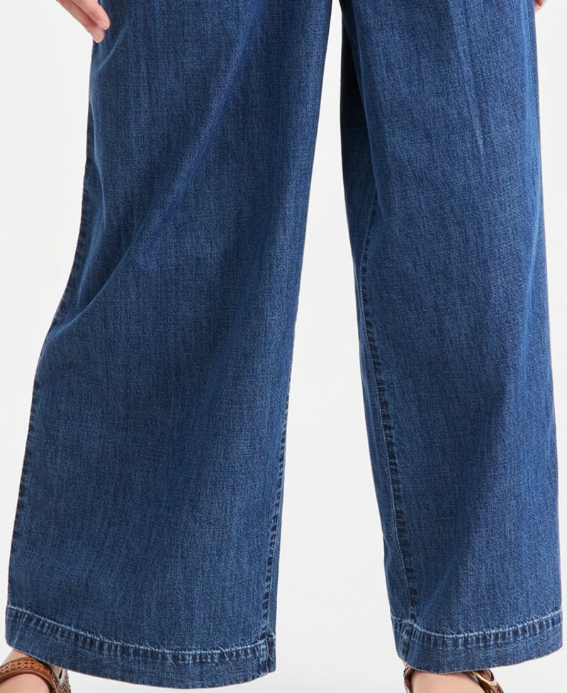 Women's Denim High Rise Wide Leg Trouser Jeans