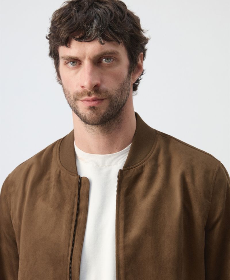 Men's Suede-Effect Bomber Jacket