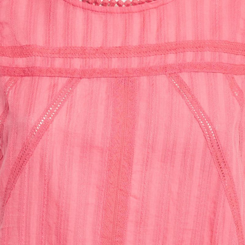Women's Pink Cotton Lace Trimmed Sleeveless Top