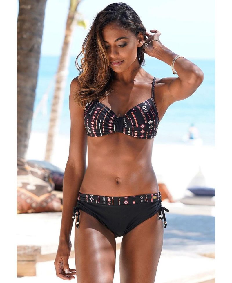 Women's Printed Side Tie Mid Rise Bikini Mid-Rise Swim Bottom