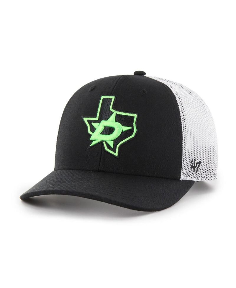 Men's Black/White Dallas Stars Prestige Adjustable Trucker Hat