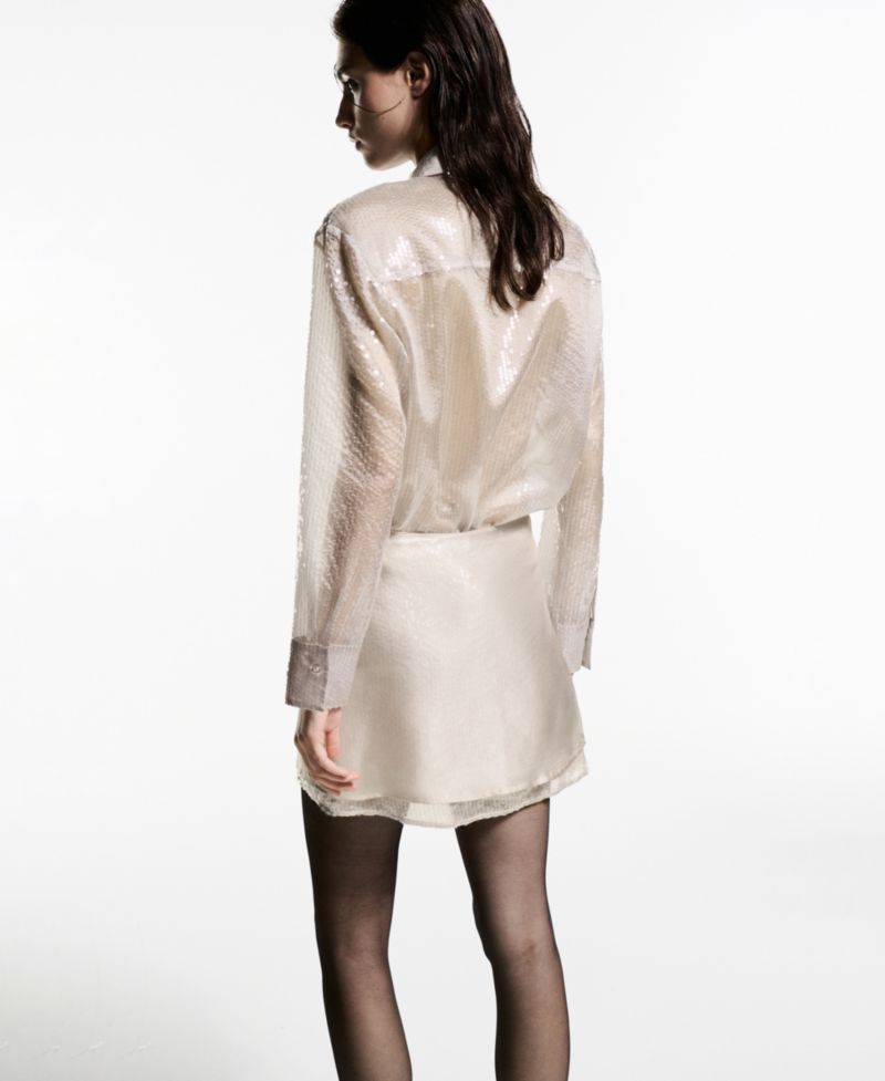 Women's Semi-Transparent Sequined Shirt