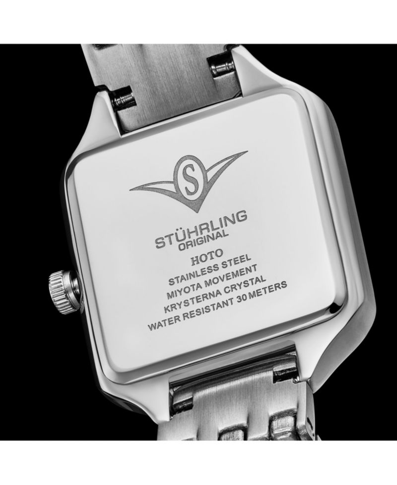 Confidant 4020 Women s Square Watch - Quartz Movement, 27mm Case, Crystal-Accented Bezel, Stainless Steel Bracelet