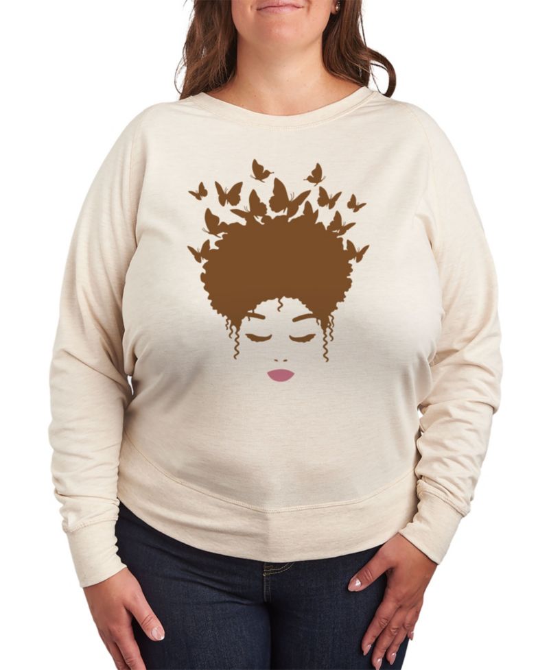 Trendy Plus Size Butterfly Afro Hair Graphic Pullover