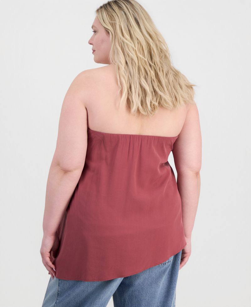 Trendy Plus Size Asymmetrical-Hem Strapless Top