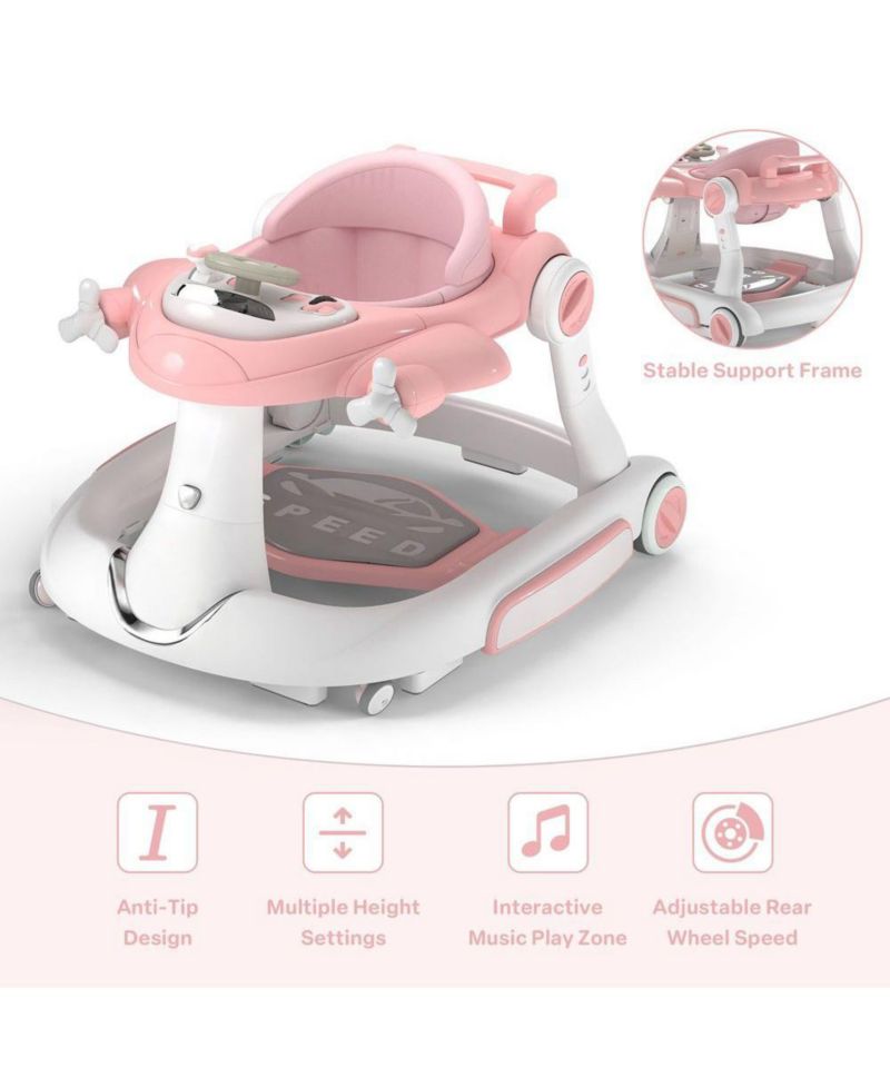 Convertible Baby Activity Walker with Adjustable Height, Foldable Design and Interactive Play Features