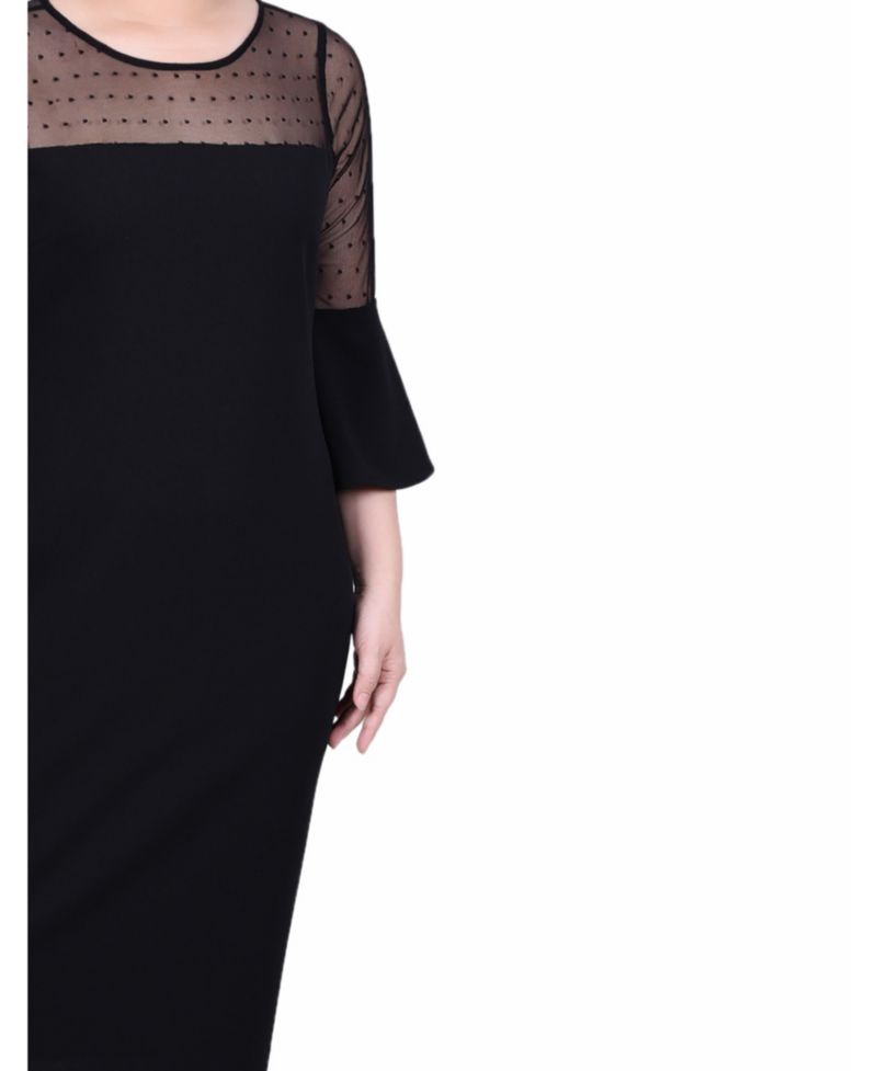 Petite Illusion Neck Scuba Dress