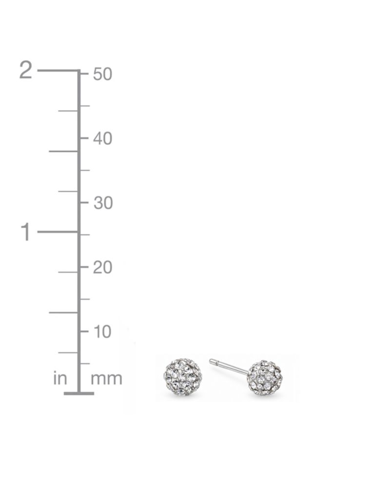 3-Pc. Set Cubic Zirconia, Hammered-Look and Crystal Ball Stud Earrings in Silver-Plate