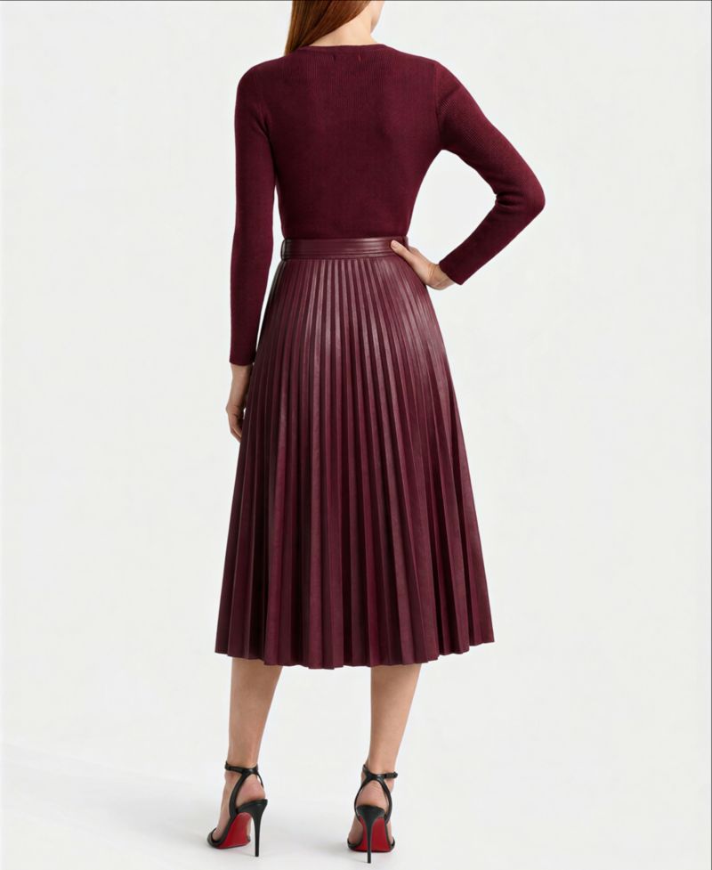 Women's Allison Long-Sleeve Midi Mixed-Media Dress