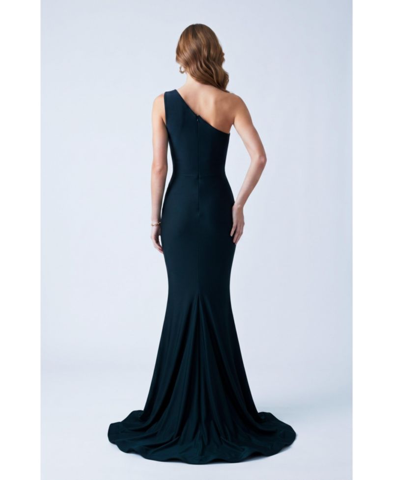 Women's One Shoulder Ruched Mermaid Evening Gown