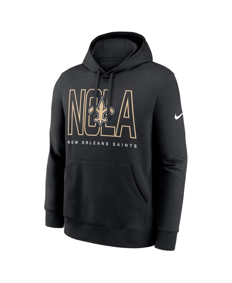 Men's Black New Orleans Saints Busted Play Club Fleece Pullover Hoodie