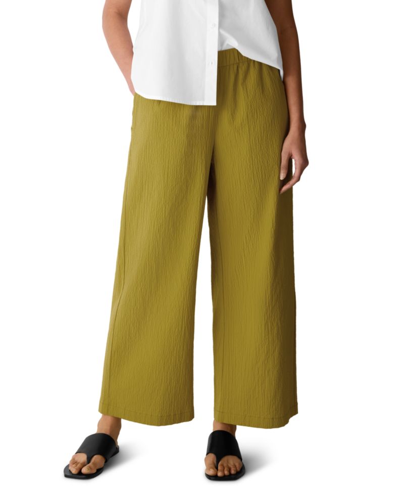 Eileen Fisher Petite Pucker Wide-Leg Pull-On Pants