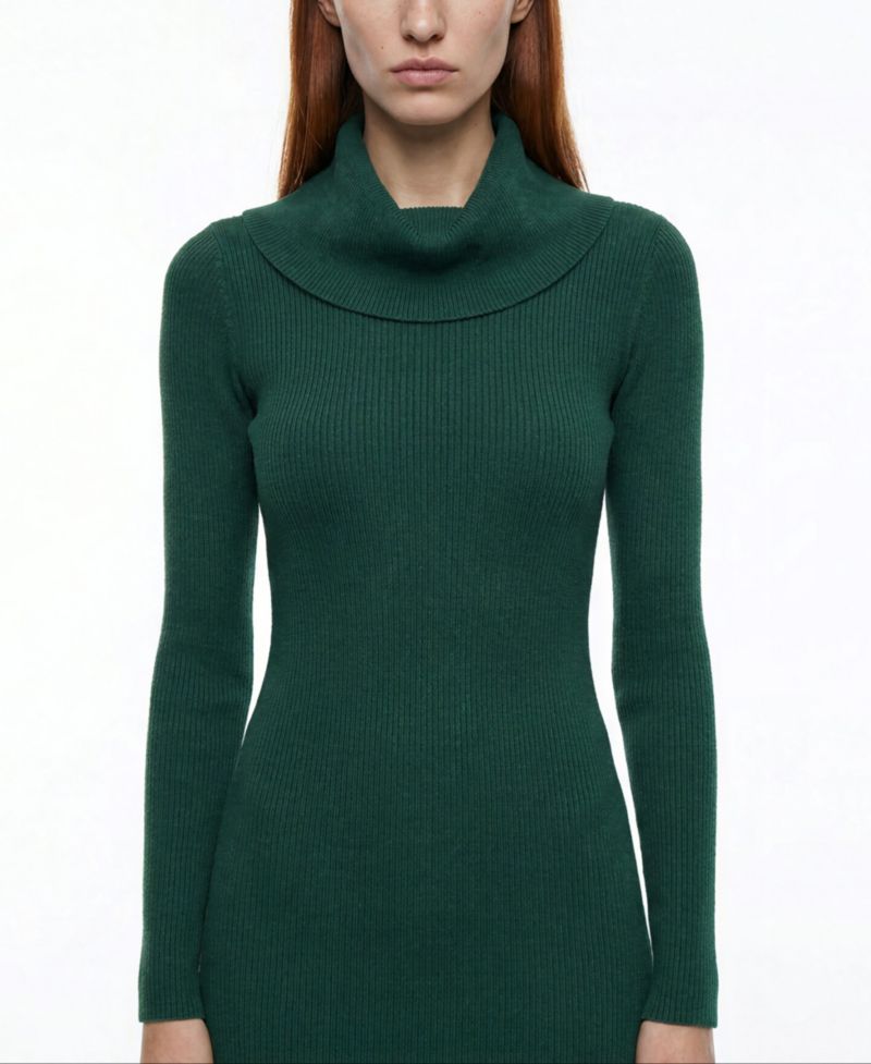 Women's Lucia Merino Wool Cowl Neck Midi Sweater Dress