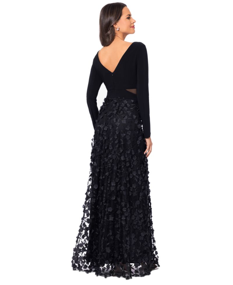 Women's Mesh-Cutout Flower Gown
