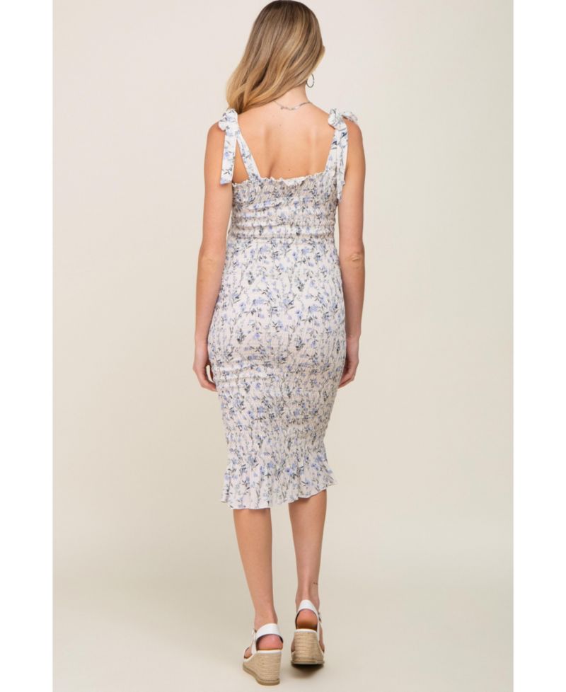 Women's Light Floral Smocked Fitted Dress