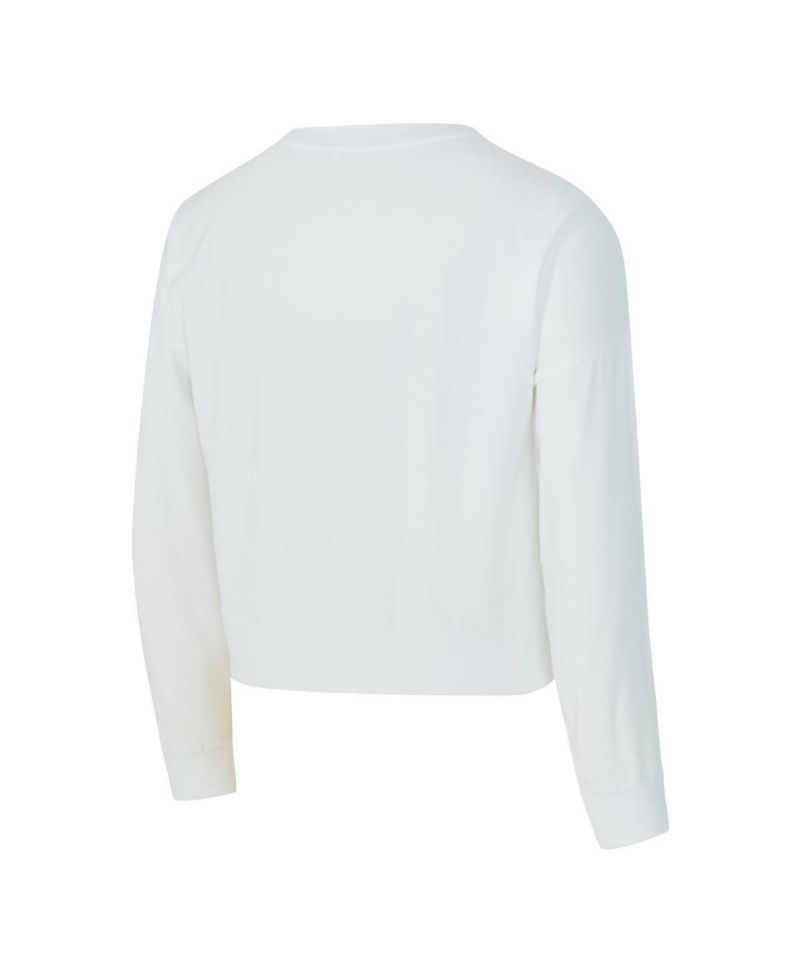 Women's White Boston Celtics Laney Chenille Cropped Long Sleeve T-Shirt