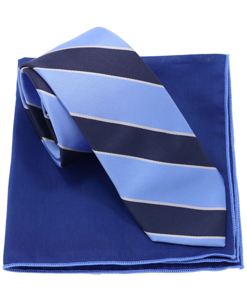 Men's 2-Piece Stripe Tie and Pocket Square Half Box Set