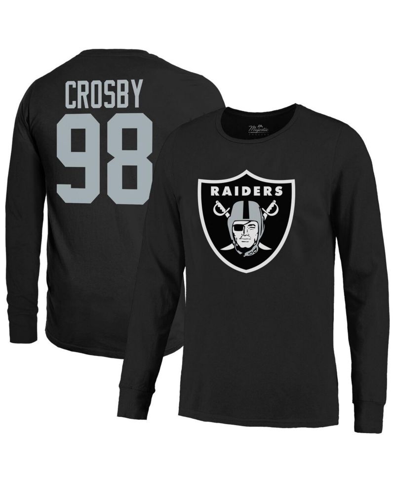 Men's Maxx Crosby Black Las Vegas Raiders Name & Number Non-Distressed Long Sleeve T-Shirt