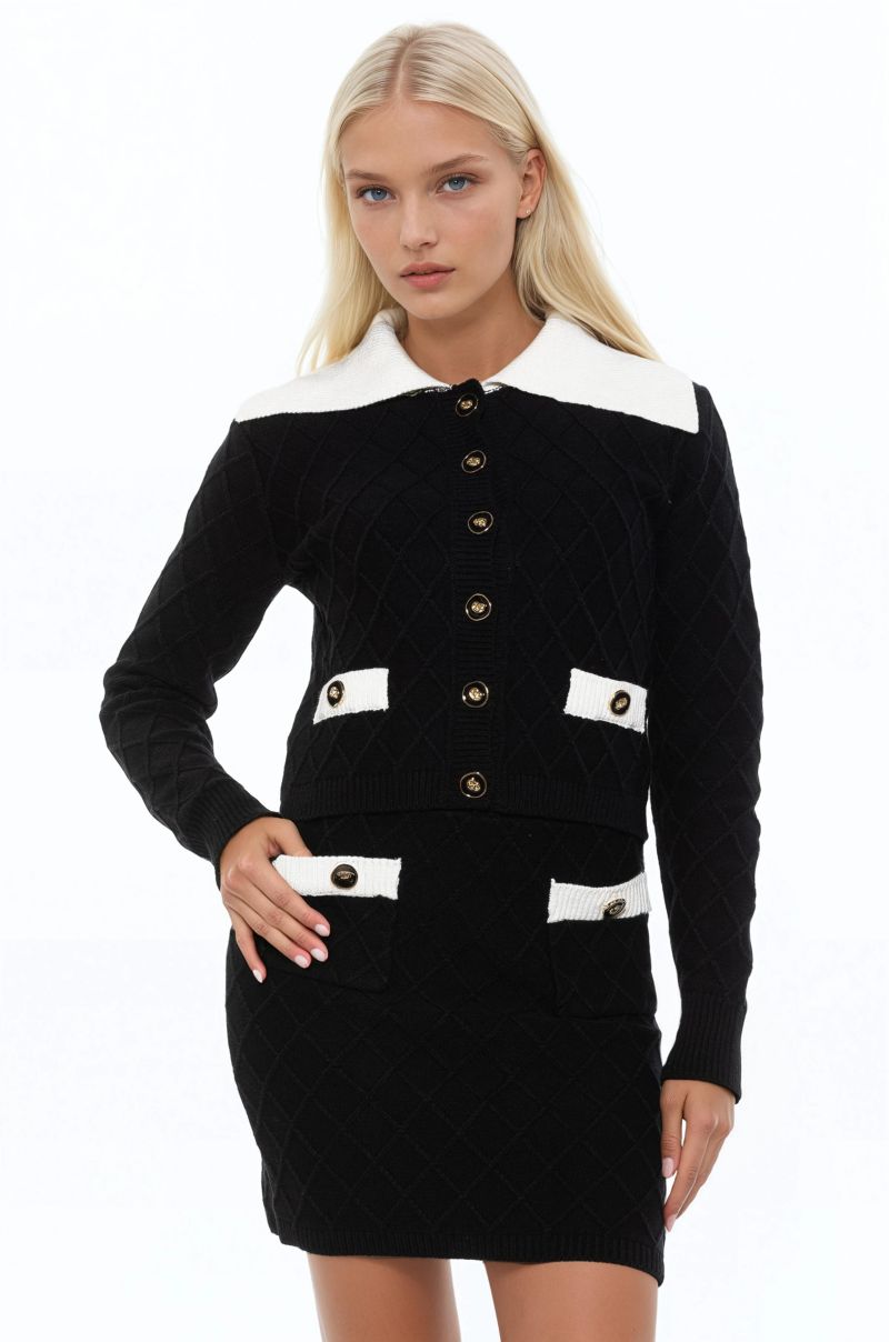 Women's Alina Fully Knit Cardigan with Contrast Collar