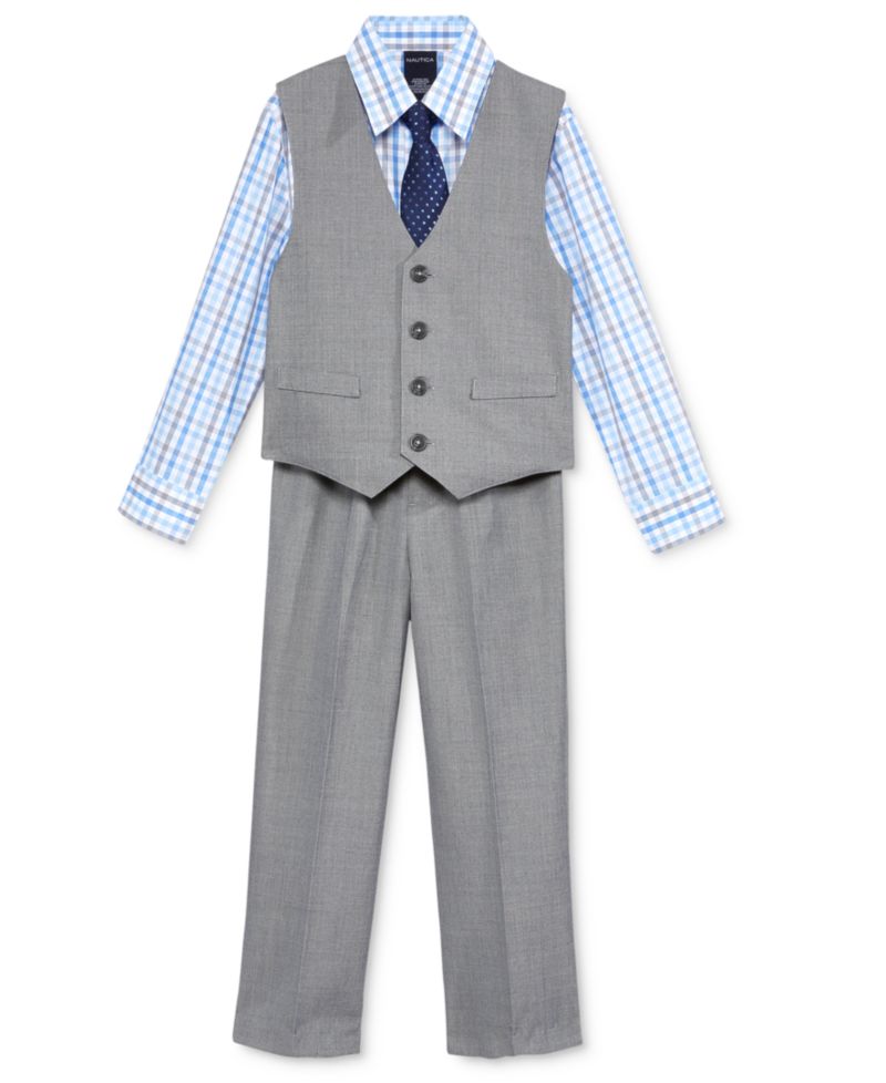 3-Pc. Machine Washable Sharkskin Vest, Shirt & Pants Set, Toddler and Little Boys
