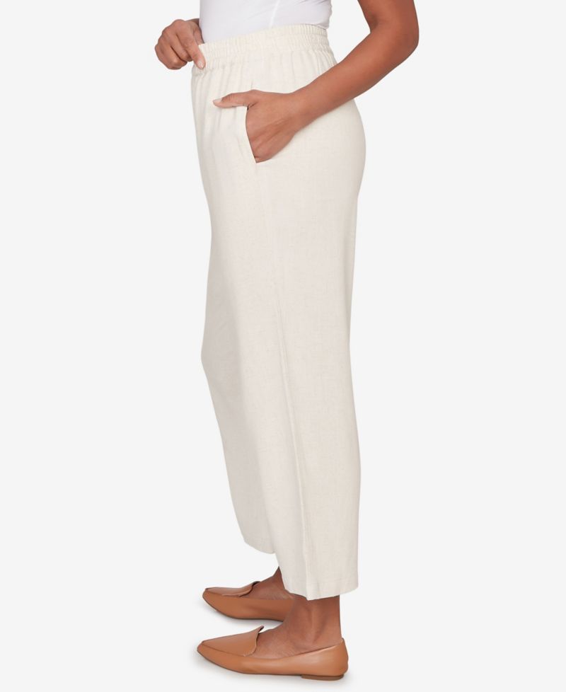 Women's Natural Wonder Linen Elastic Waist Ankle Pant