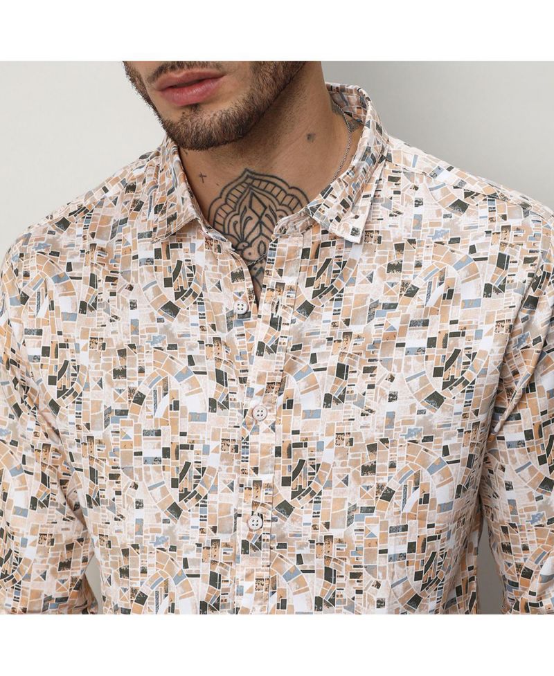 Men's Abstract Print Button Up Shirt