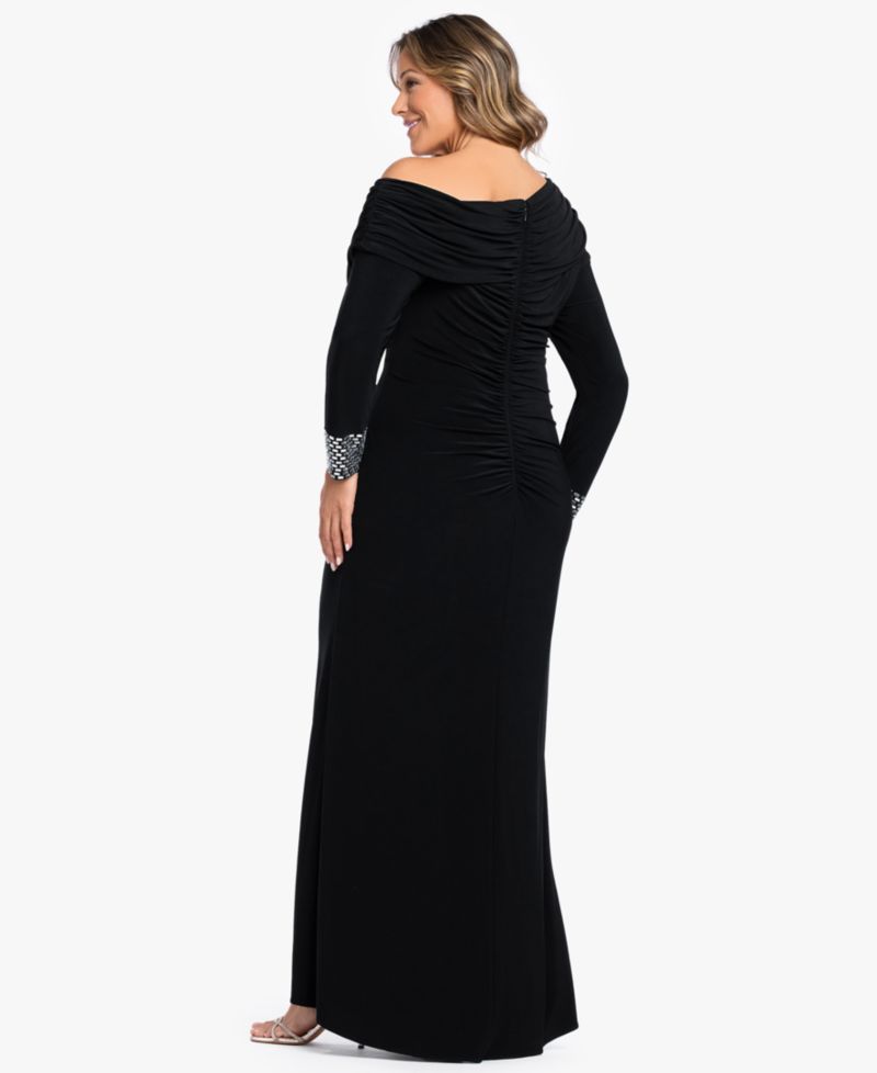 Plus Size Asymmetrical Neck Gown
