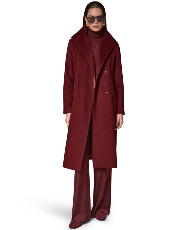 Women's Belted Wrap Wool-Blend Coat