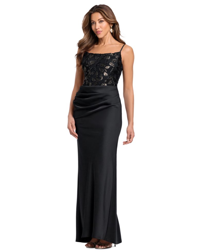 Women's Floral Square Neck Gown