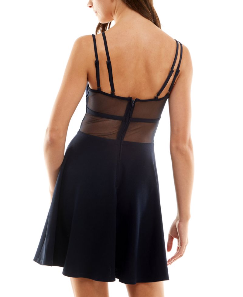 Juniors' Double-Strap Mesh-Back Dress