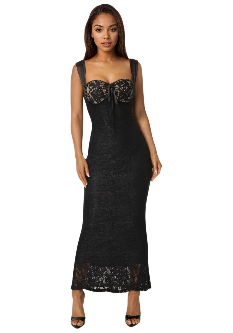 Women's Lace Bustier Midi Dress