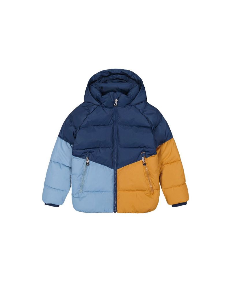 Little and Big Boy Color-Block Winter Jacket Dark Blue