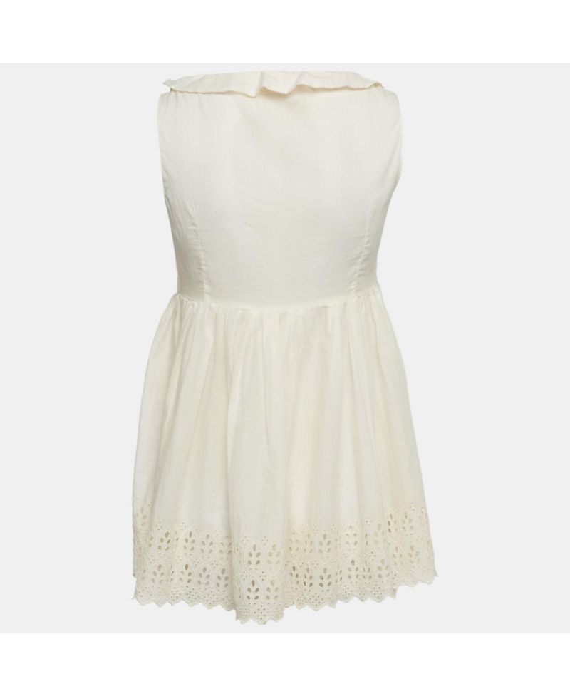 Women's Cotton Adjustable Ruffle Neck Mini Dress