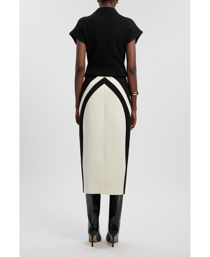 Women's Colour Block Pencil Midi Skirt