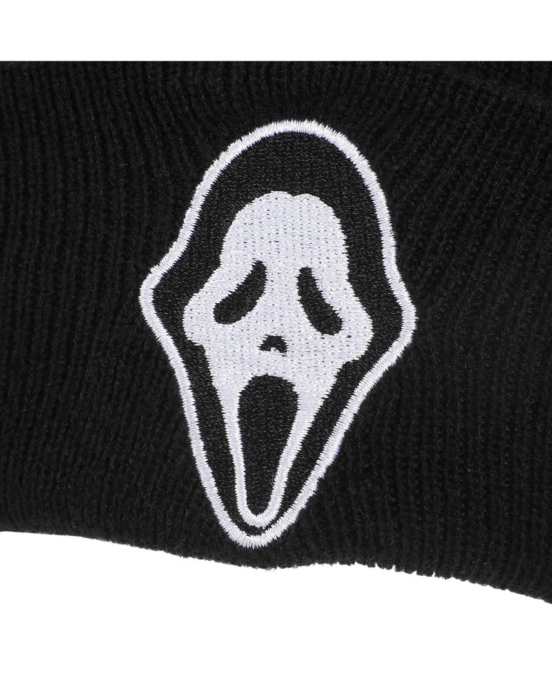 Men's Embroidered Face Logo On Black Cuff Beanie