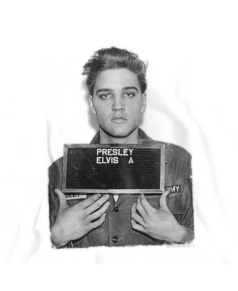 Men's Presley Army Mug Shot Graphic Cotton Crewneck Sweatshirt