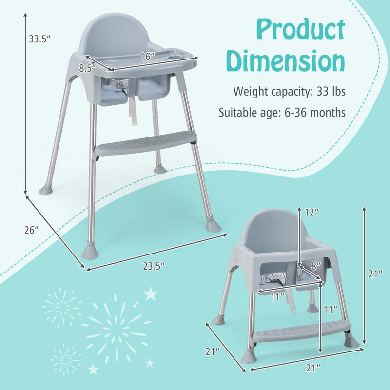 4-in-1 Convertible Baby High Chair with Removable Tray