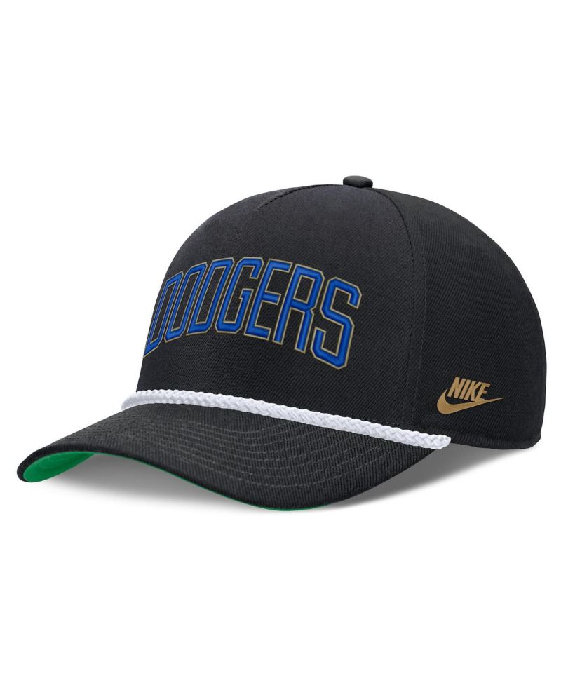 Men's Black Brooklyn Dodgers Cooperstown Collection Rise Adjustable Hat