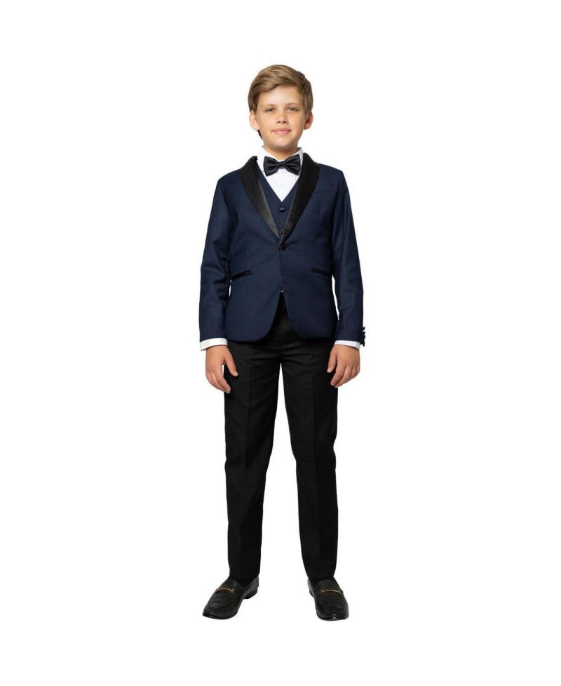 Big Boys Love and Angels Slim Fit 5-Piece Shirt, Bowtie, Jacket, Vest and Pants Tuxedo Set