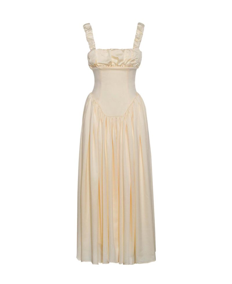Women's Noreen Egg White Satin Drop Waist Maxi Sundress