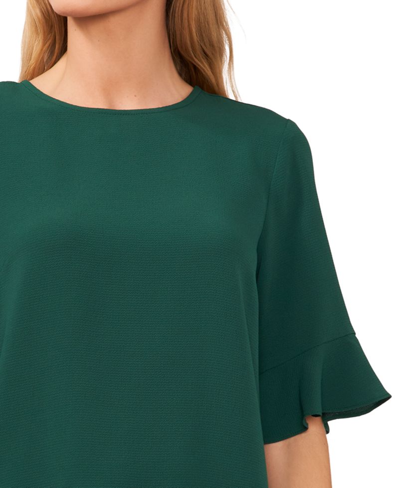 Women's Crewneck 3/4-Sleeve Ruffled Cuff Blouse