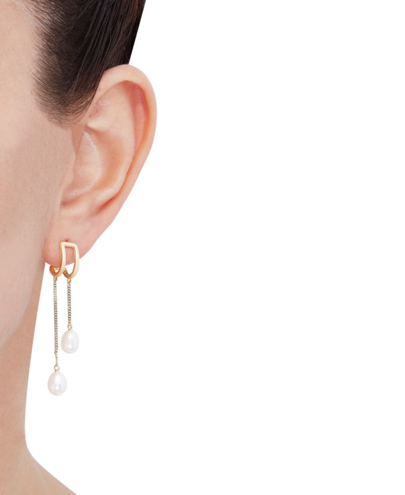 Giani Bernini Cultured Freshwater Pearl (7 x 5mm) Chain Drop Earrings in 14k Gold-Plated Sterling Silver