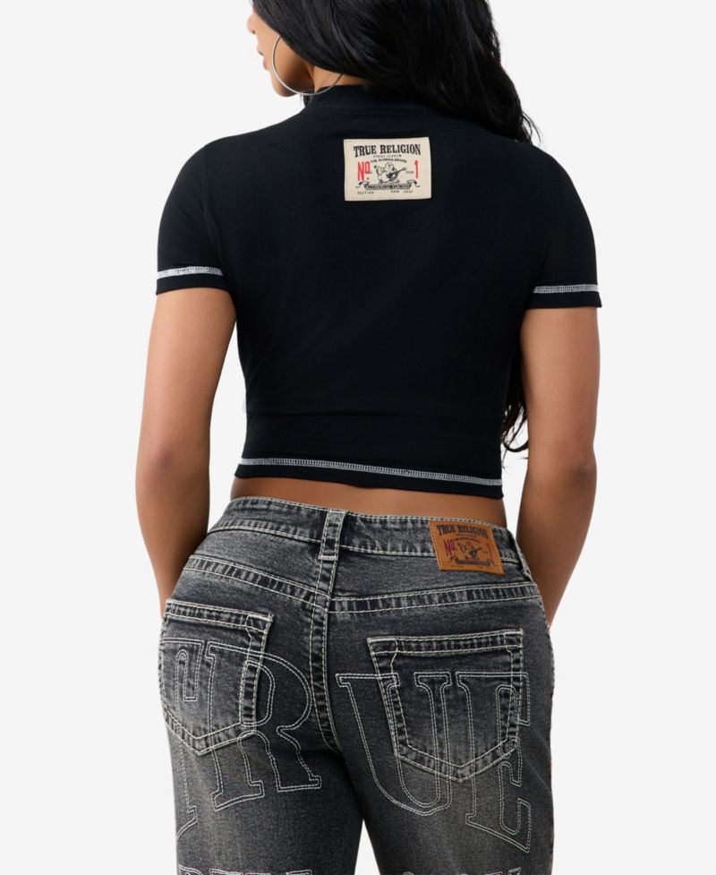 Women's Baby Short-Sleeve Graphic-Print Crewneck Crop T-Shirt