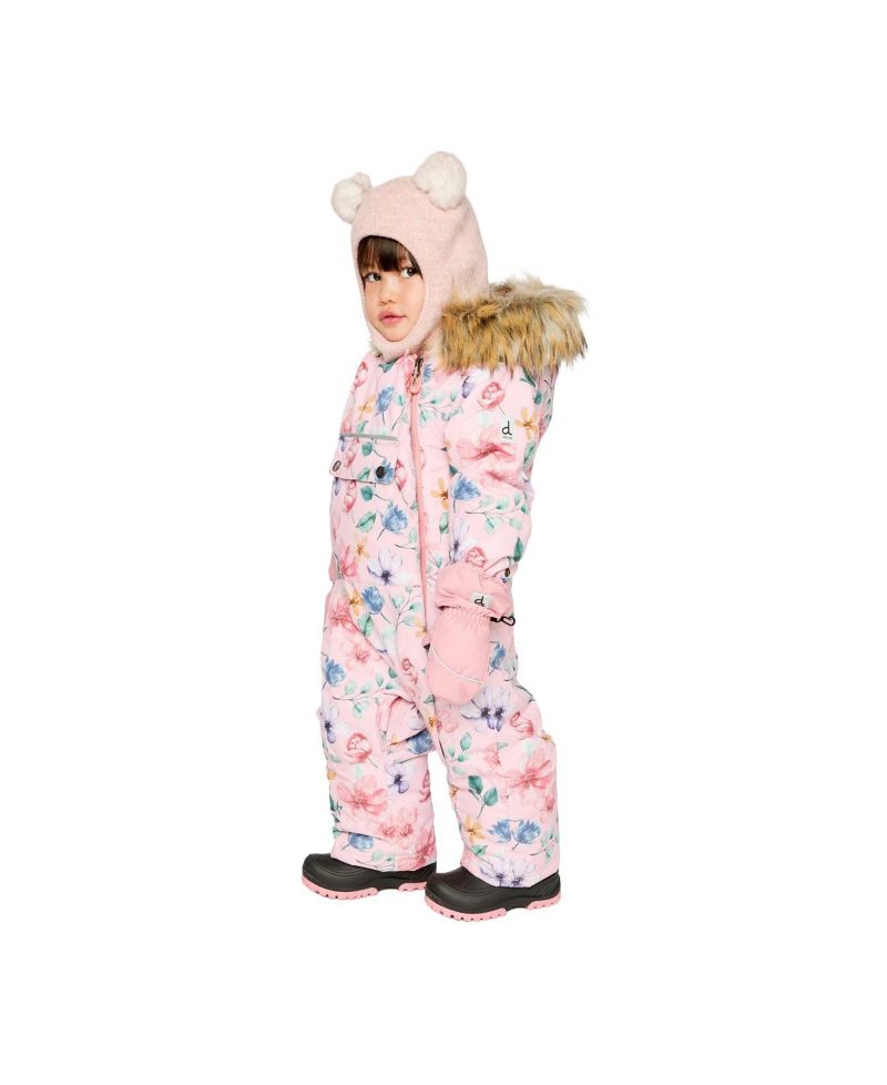 Baby Girls One Piece Snowsuit Adapted for Car Seats Floral Print