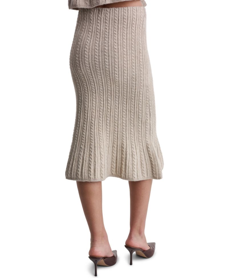 Women's High-Waisted Cable-Knit Midi Skirt